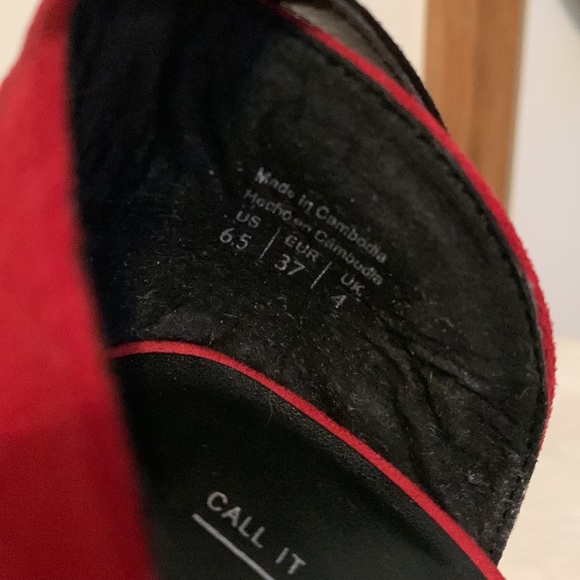 NWOT CALL IT SPRING ankle-strap heels, size 6.5. Suede w/leopard heel. - Picture 5 of 6